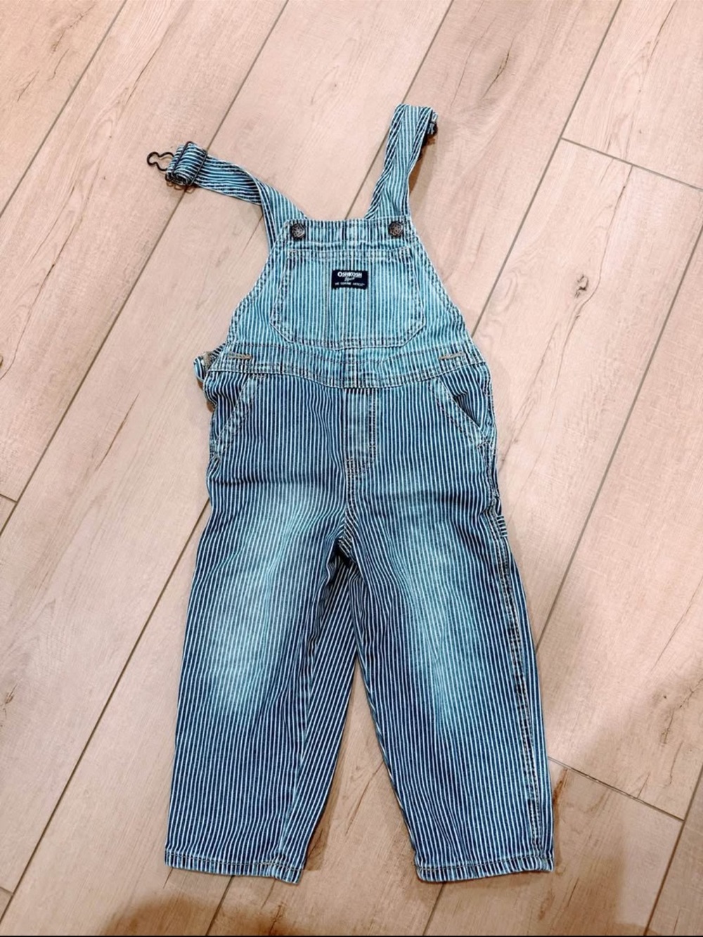 OshKosh B'gosh Blue & White Striped Kids Overalls